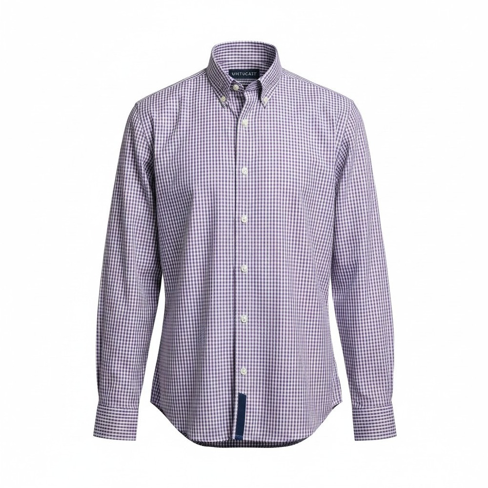 UNTUCKit Mens Slim Fit Purple White Gingham Long Sleeve Button Down Shirt Medium